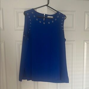 Calvin Klein Royal Blue Grommet Detail Blouse XL